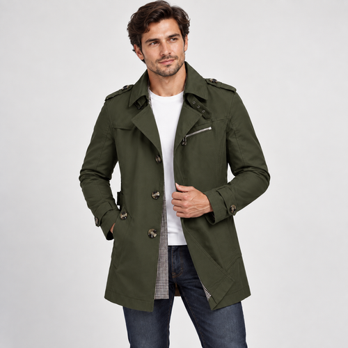 Aladin - Men's Long Windbreaker Jacket for Business Wear