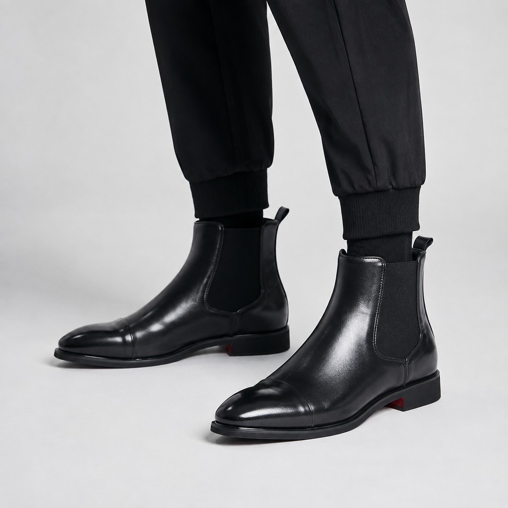 Nico - Pointed-Toe Mens Leather Chelsea Boots