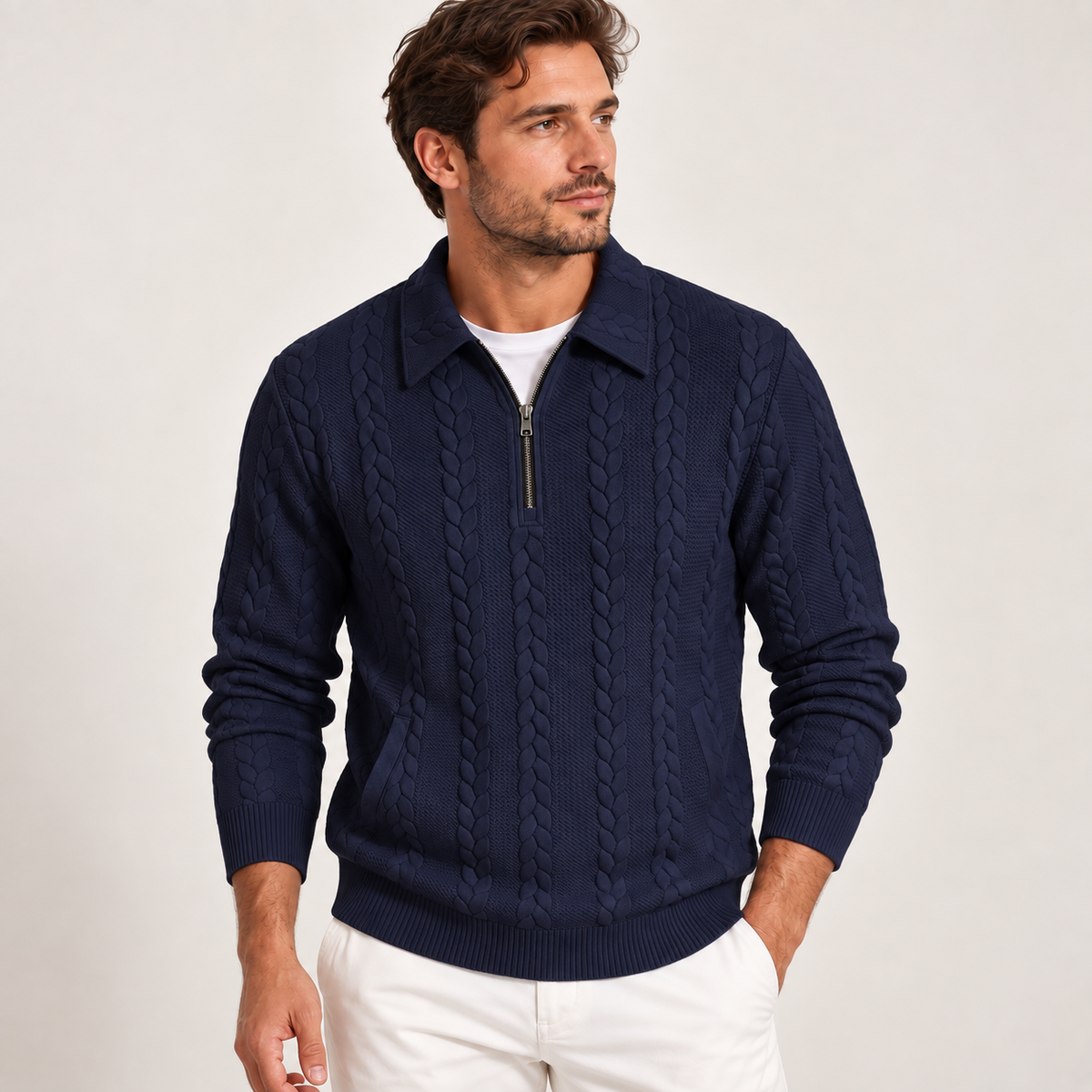 Roland - Textured Mens Quarter Zip Jumper