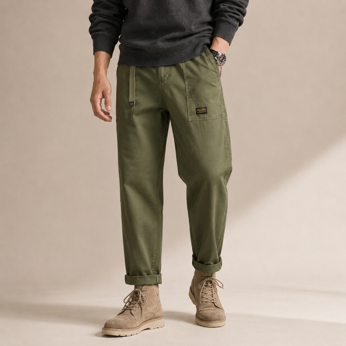 Oscar - Black Cargo Trousers for Men