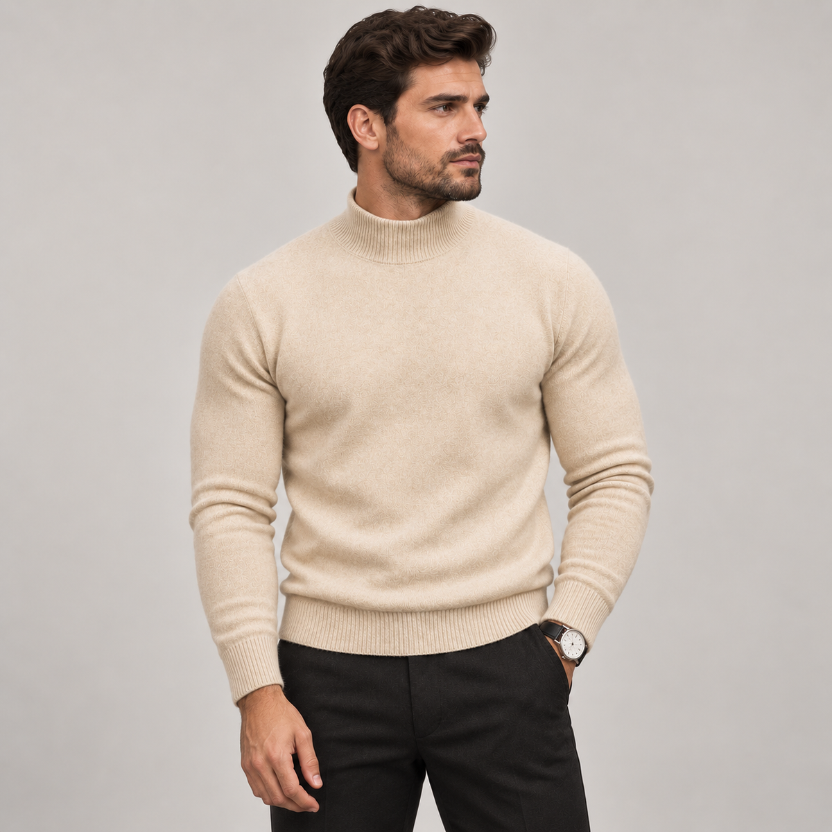Rafferty - Men's Chunky Knit Jumper with Roll Neck
