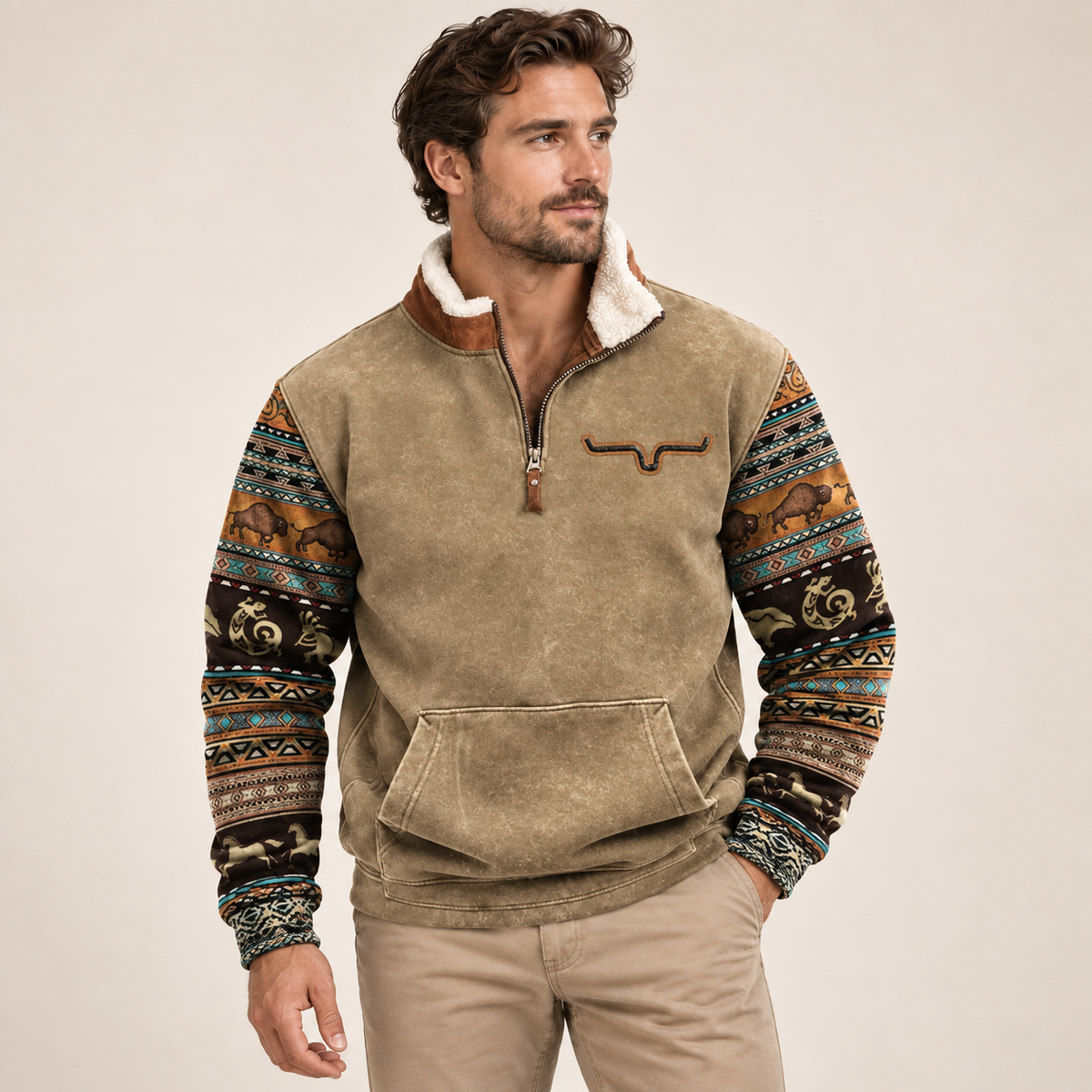 Viggo - Relaxed Half Zip Fleece Sweatshirt