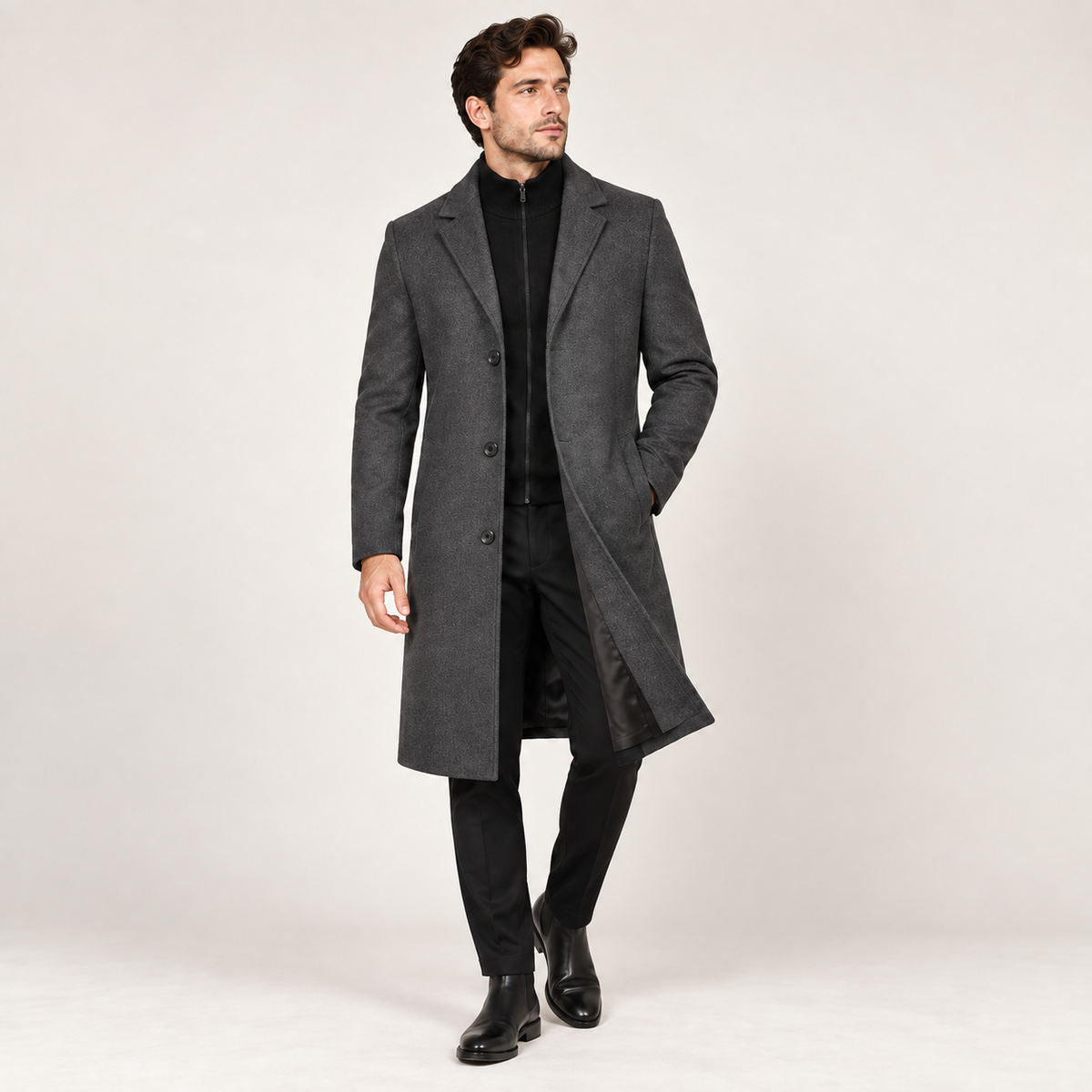 Thierry - Classic Men's Overcoat Black