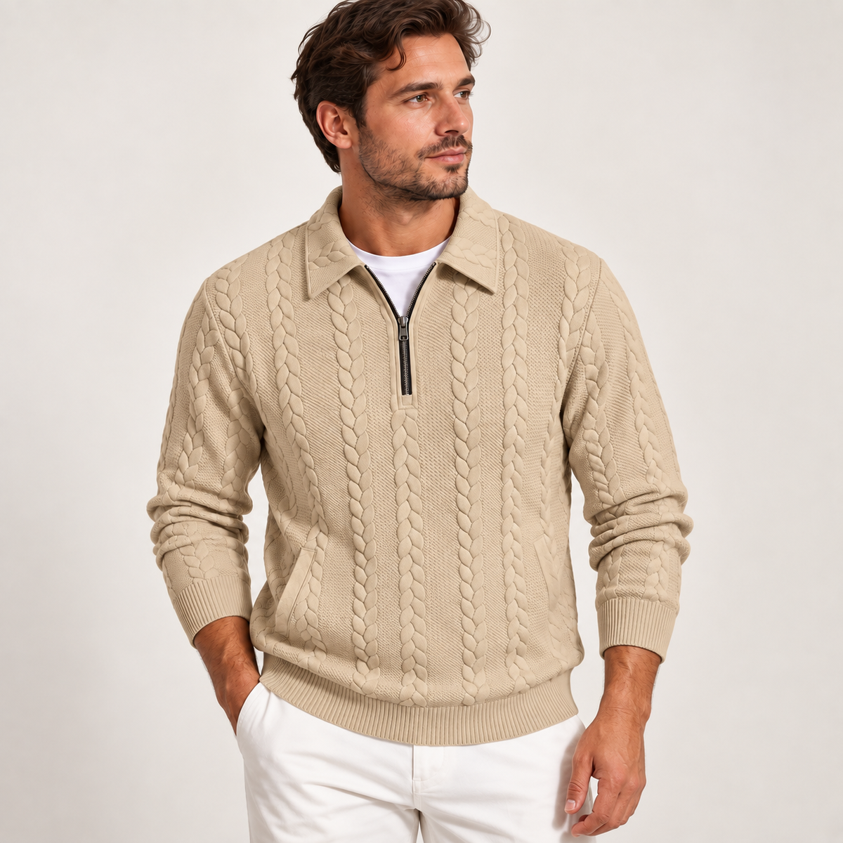 Roland - Textured Mens Quarter Zip Jumper
