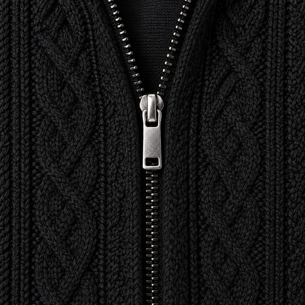 Emrys - Men's Textured Zip Cardigan with Stand Collar