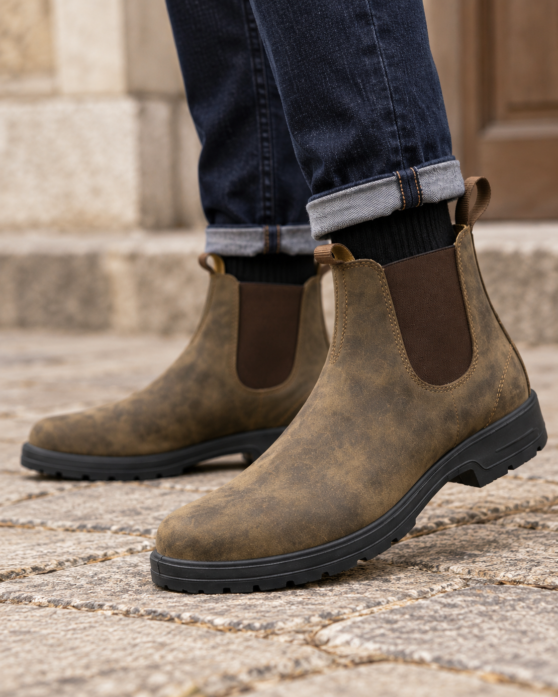 Cedric - Classic Men's Leather Slip-On Chelsea Boots