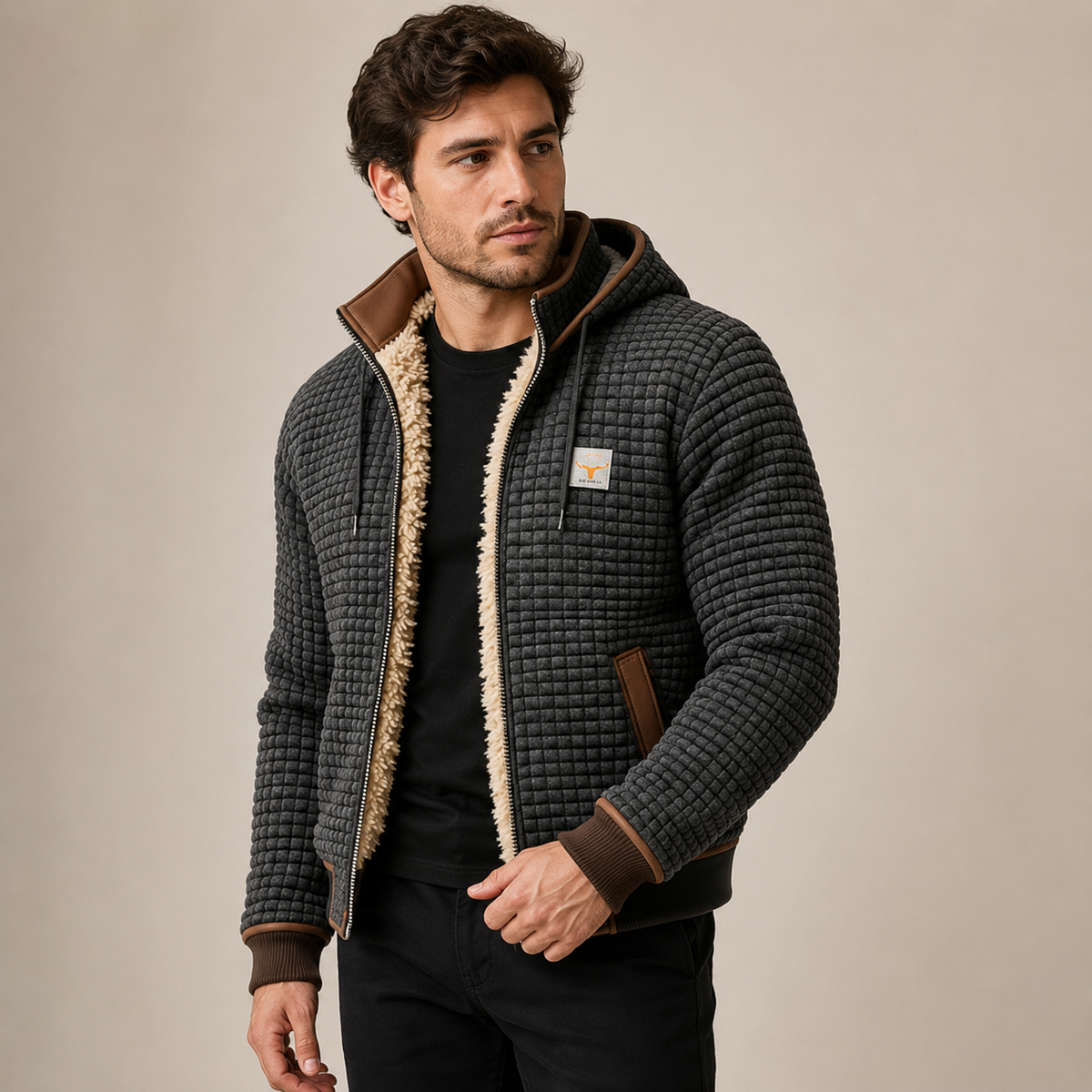 Emmett - Brown Quilted Bomber Jacket