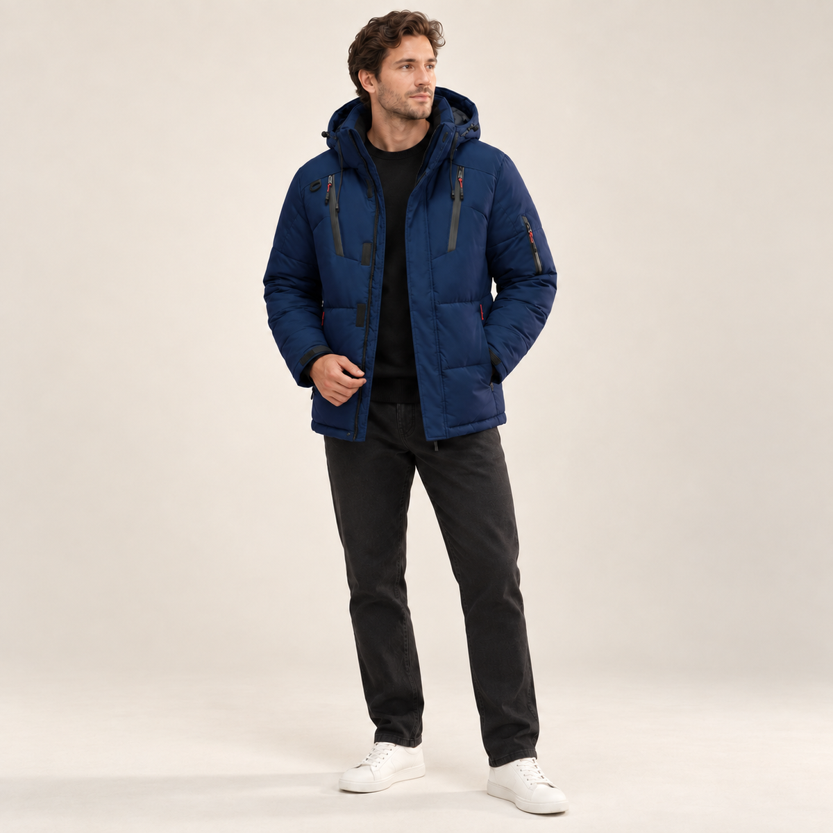 Mathias - Men's Puffer Jacket with Hood & Down Fill