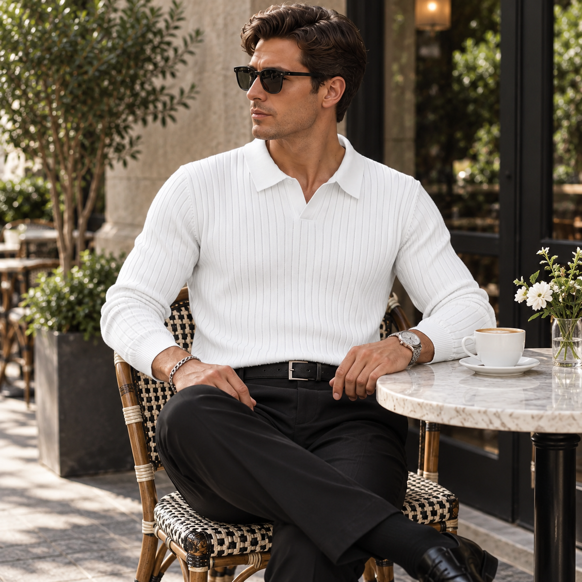 Winston | Mens Knitted Jumper Ribbed Collar