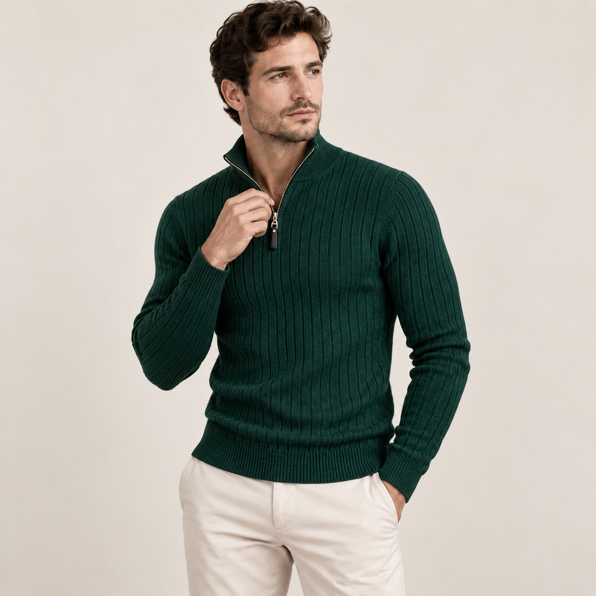 Wesley - Ribbed Mens Quarter Zip Jumper