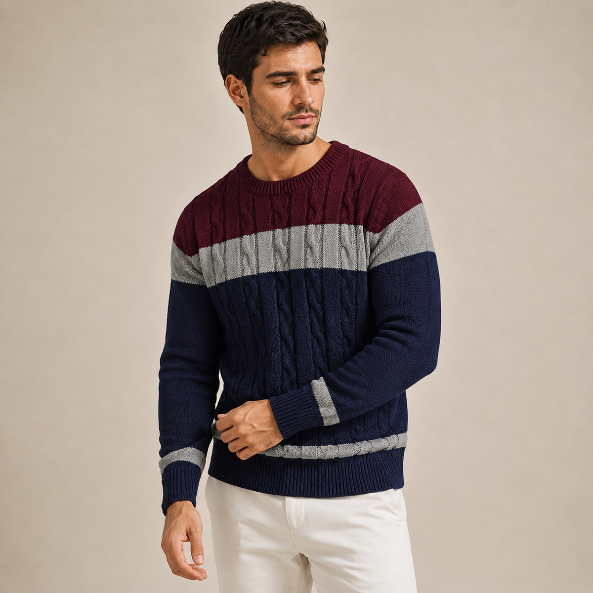 Vincent - Colour Block Knitted Jumper Men's