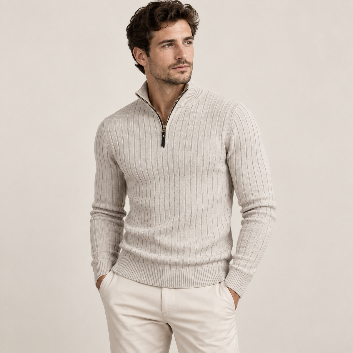 Wesley - Ribbed Mens Quarter Zip Jumper