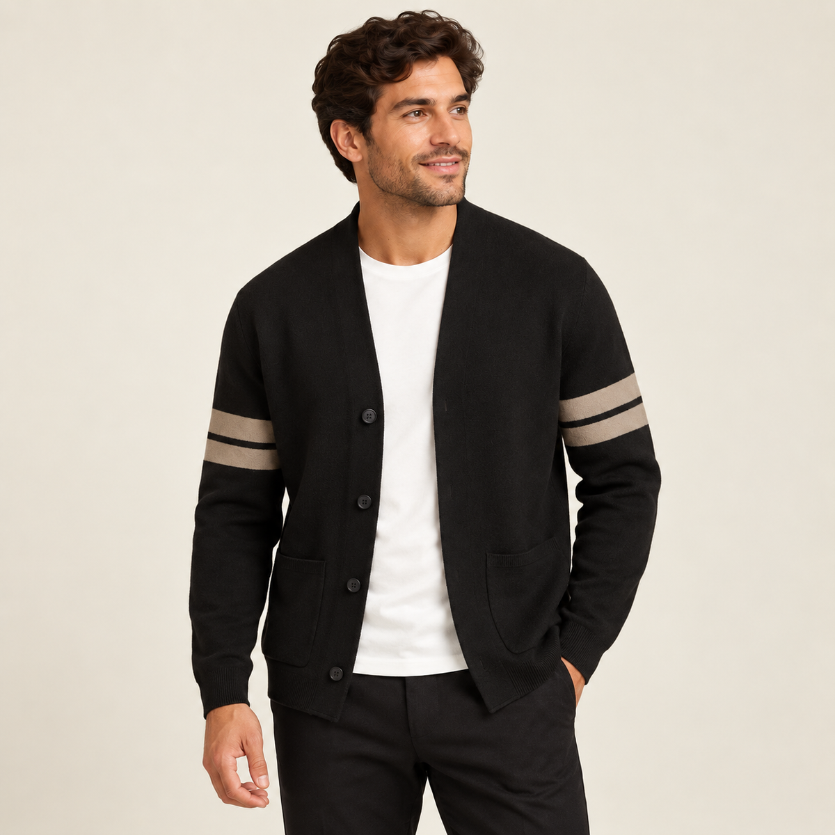 Lysander - Men's Lightweight Cardigan in Merino Wool Blend