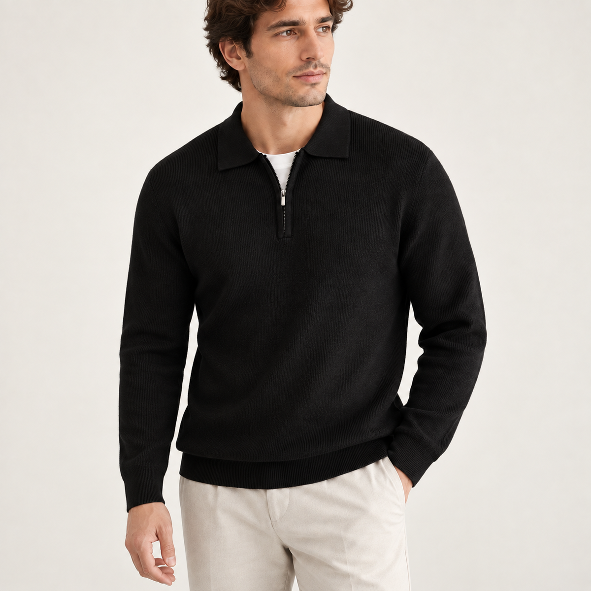 Calder - Ribbed Mens Quarter Zip Jumper