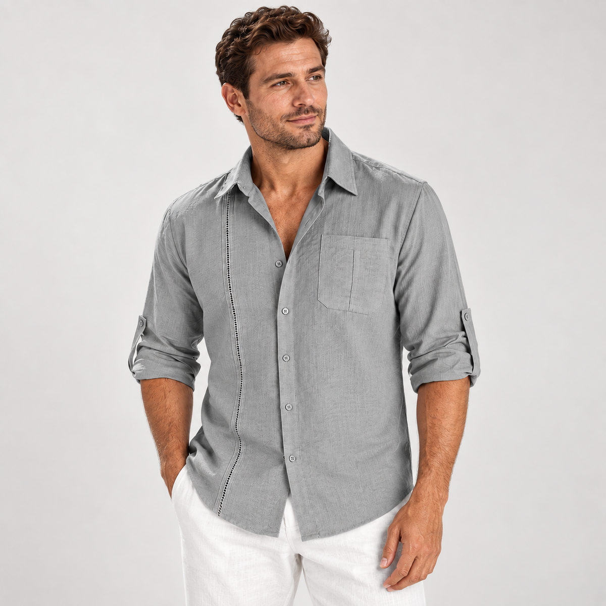 Marius - Linen Men's Overshirt Longsleeves