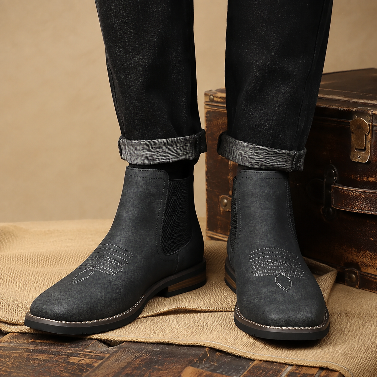 Leon - Chelsea Faux Leather Dealer Boots for Men