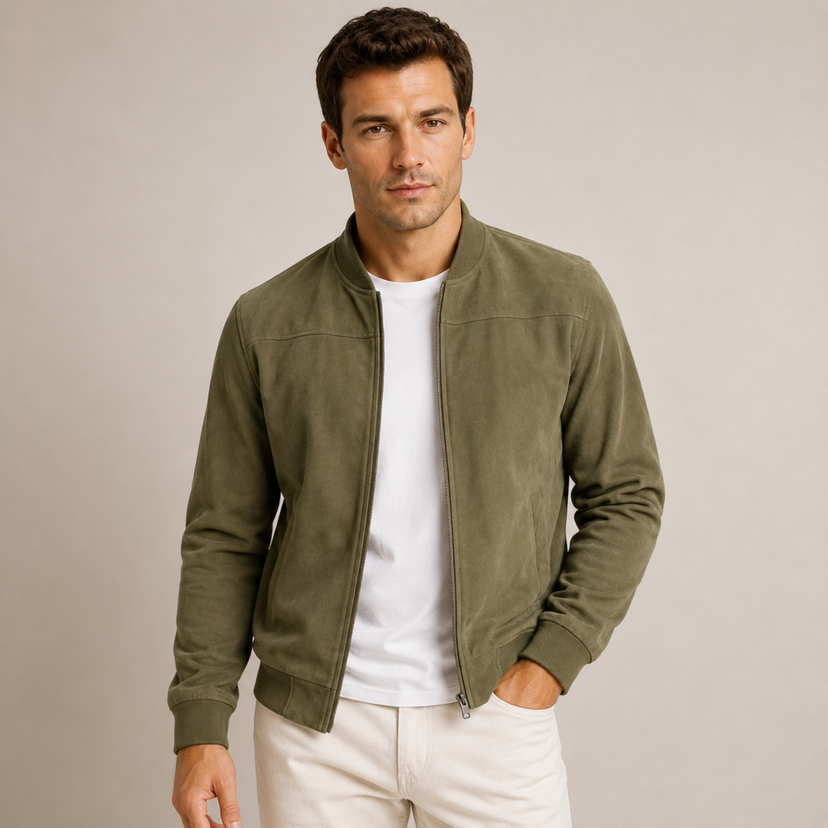 Florian - Suede-Touch Bomber Jacket Mens
