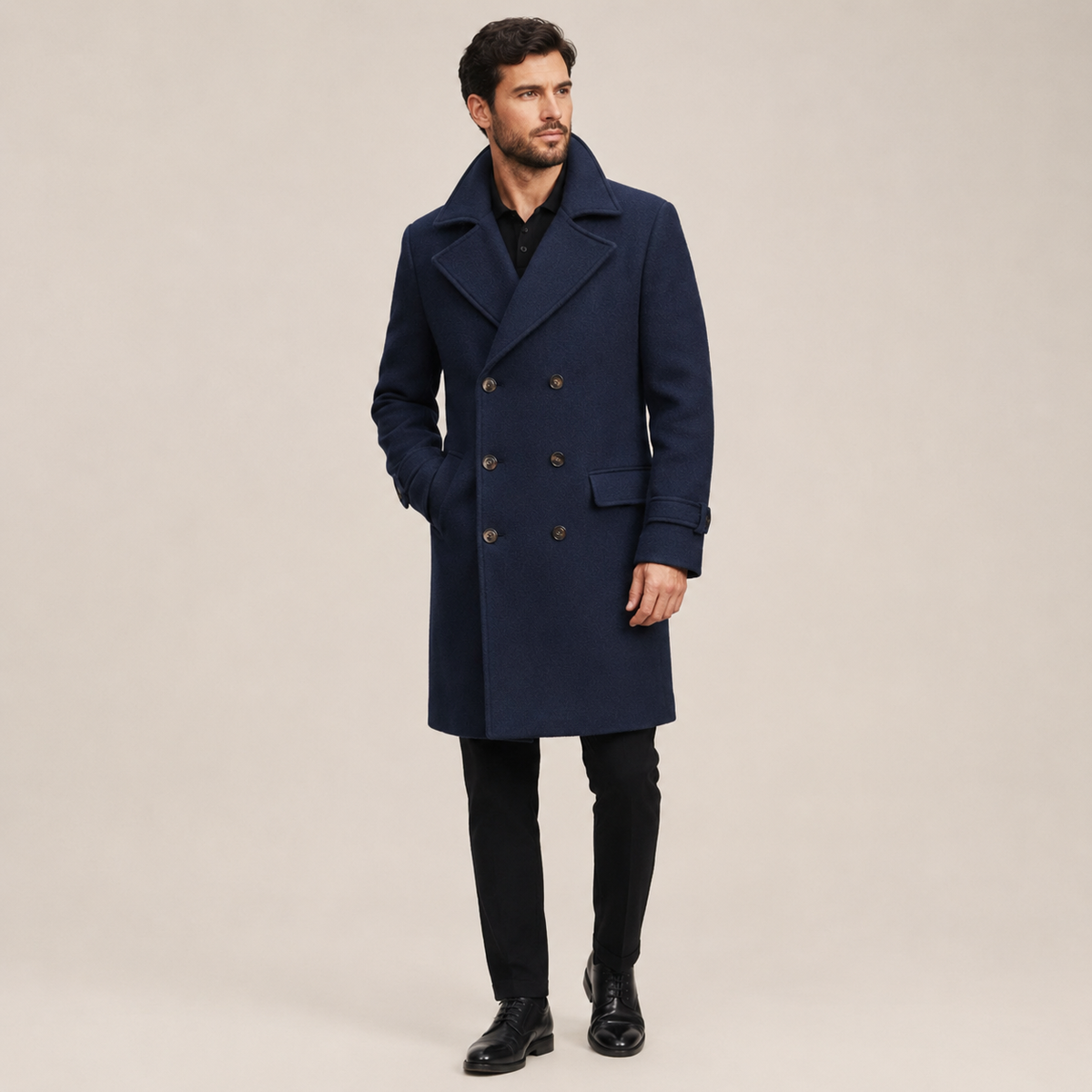 Dorian - Double-Breasted Wool Blend Pea Coat