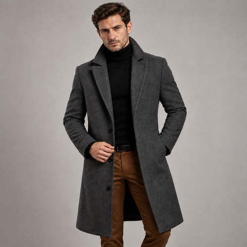 Alistair - Sophisticated Men's Slim-Fit Long Overcoat