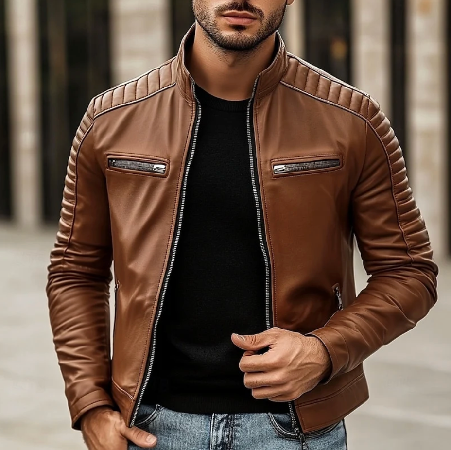 Rafferty | Biker Jacket Men Stand Collar