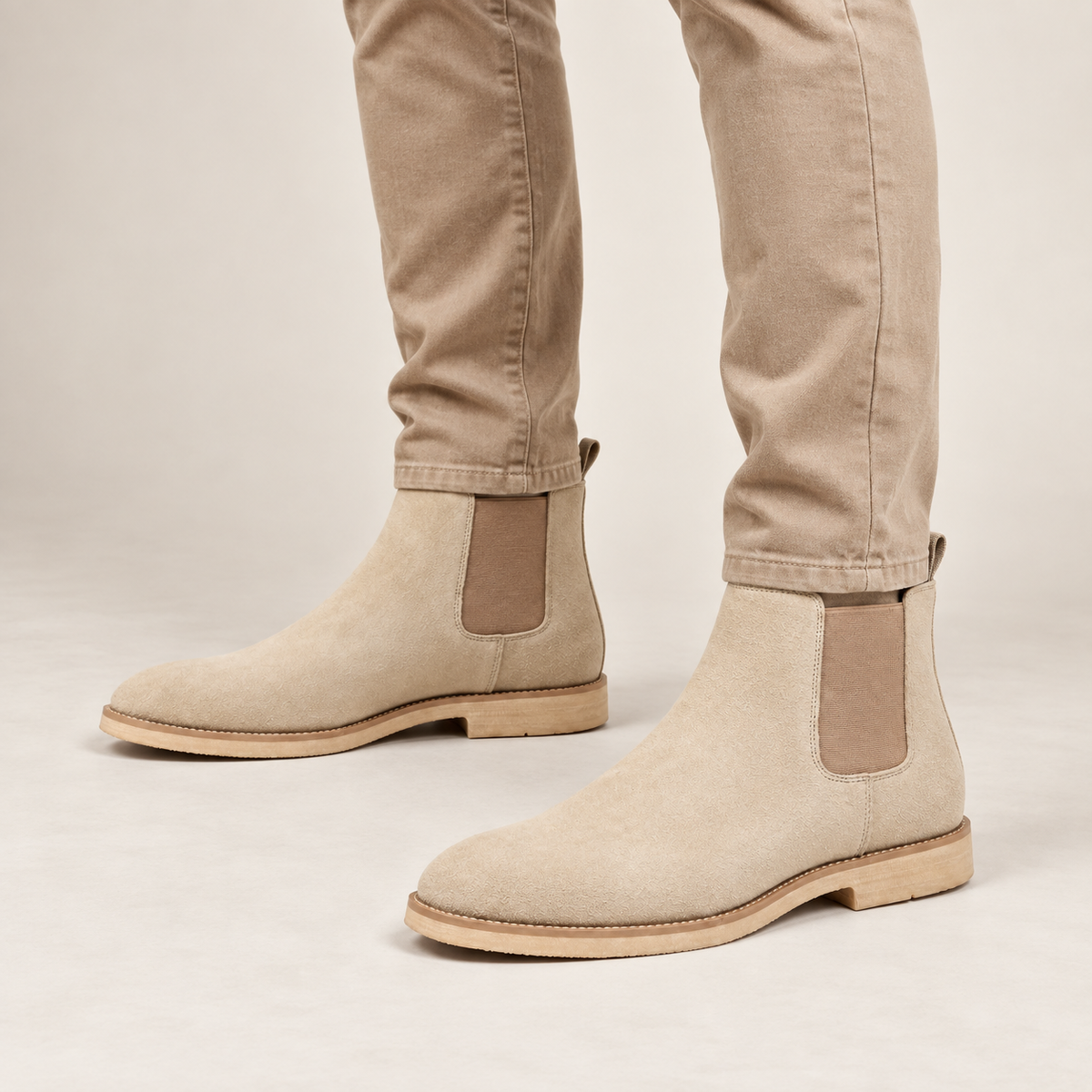 Rowan | Men's Suede-Look Chelsea Ankle Boots with Elastic Side Panels & Pull-On Design
