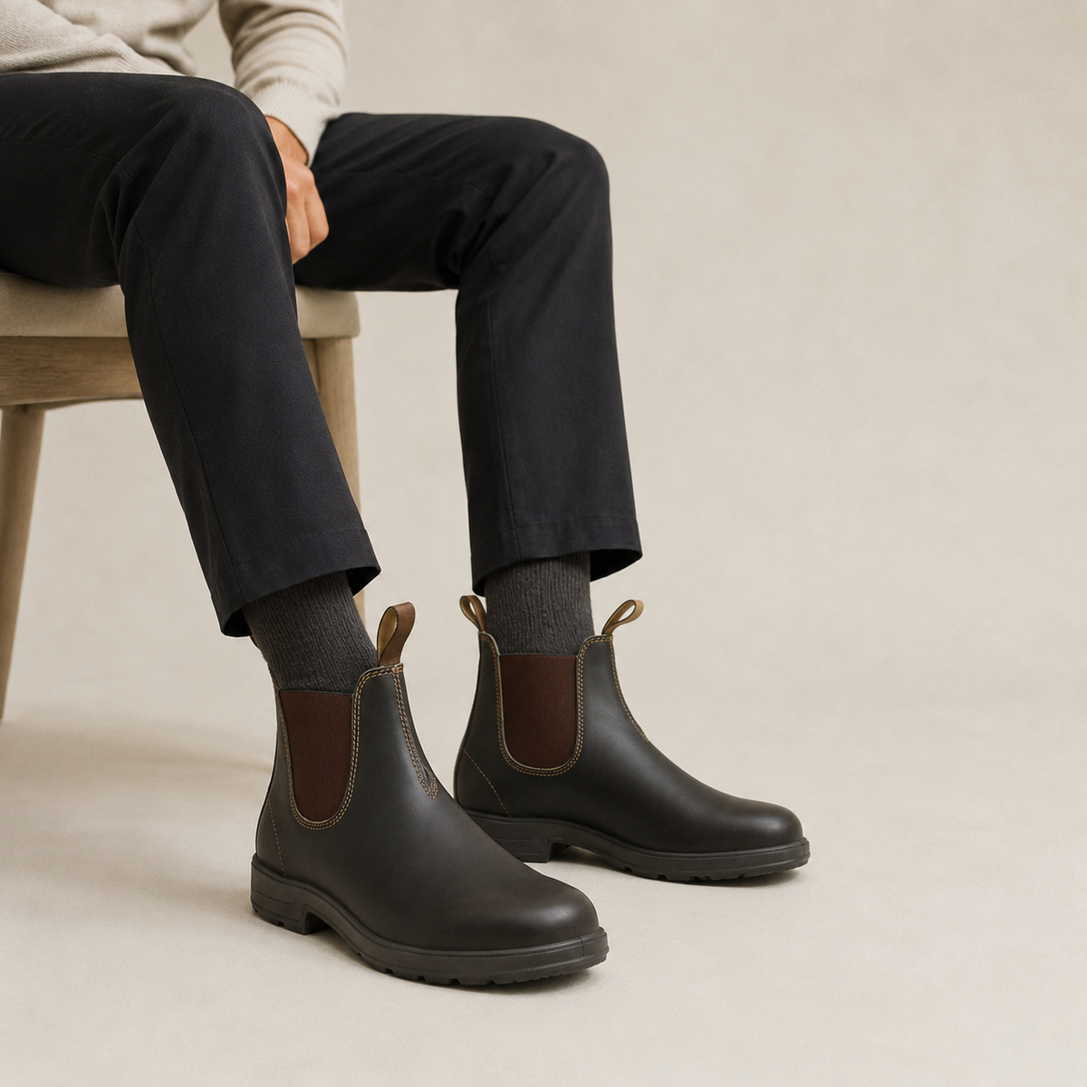 Emil - Leather Chelsea Boots Men with Rugged Sole
