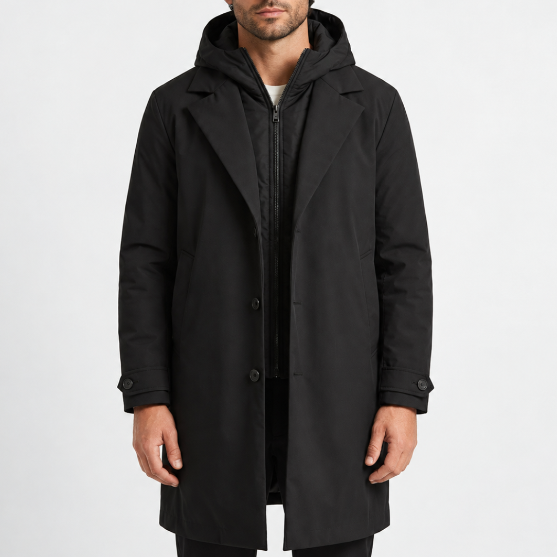 Alistair | Layered Hooded Longline Coat
