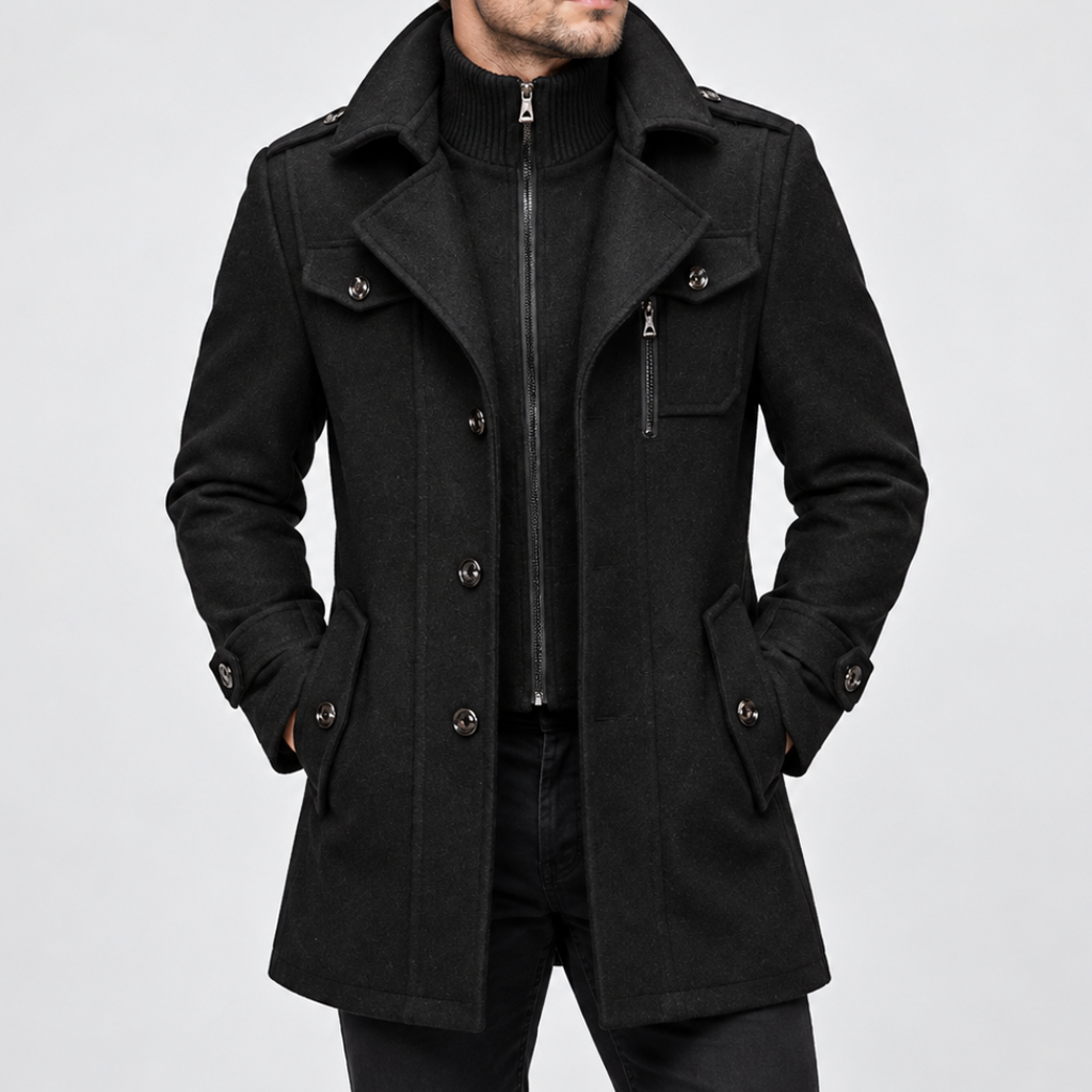 Sebastian | Men's Tailored Warm Insulated Winter Coat – Classic Smart Business Overcoat
