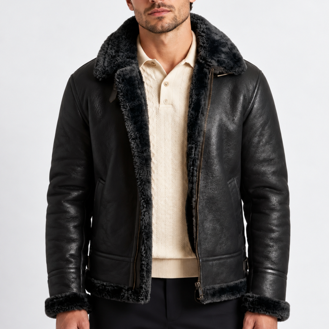 Dominic | Men's Textured Tailored Winter Coat – Warm Smart Casual Business Overcoat