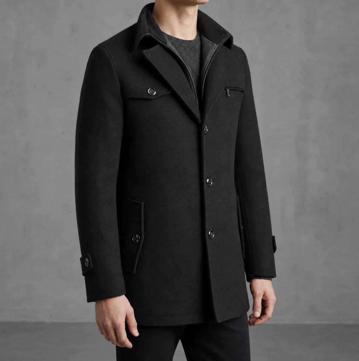 Marco | Mid-Length Wool Pea Coat