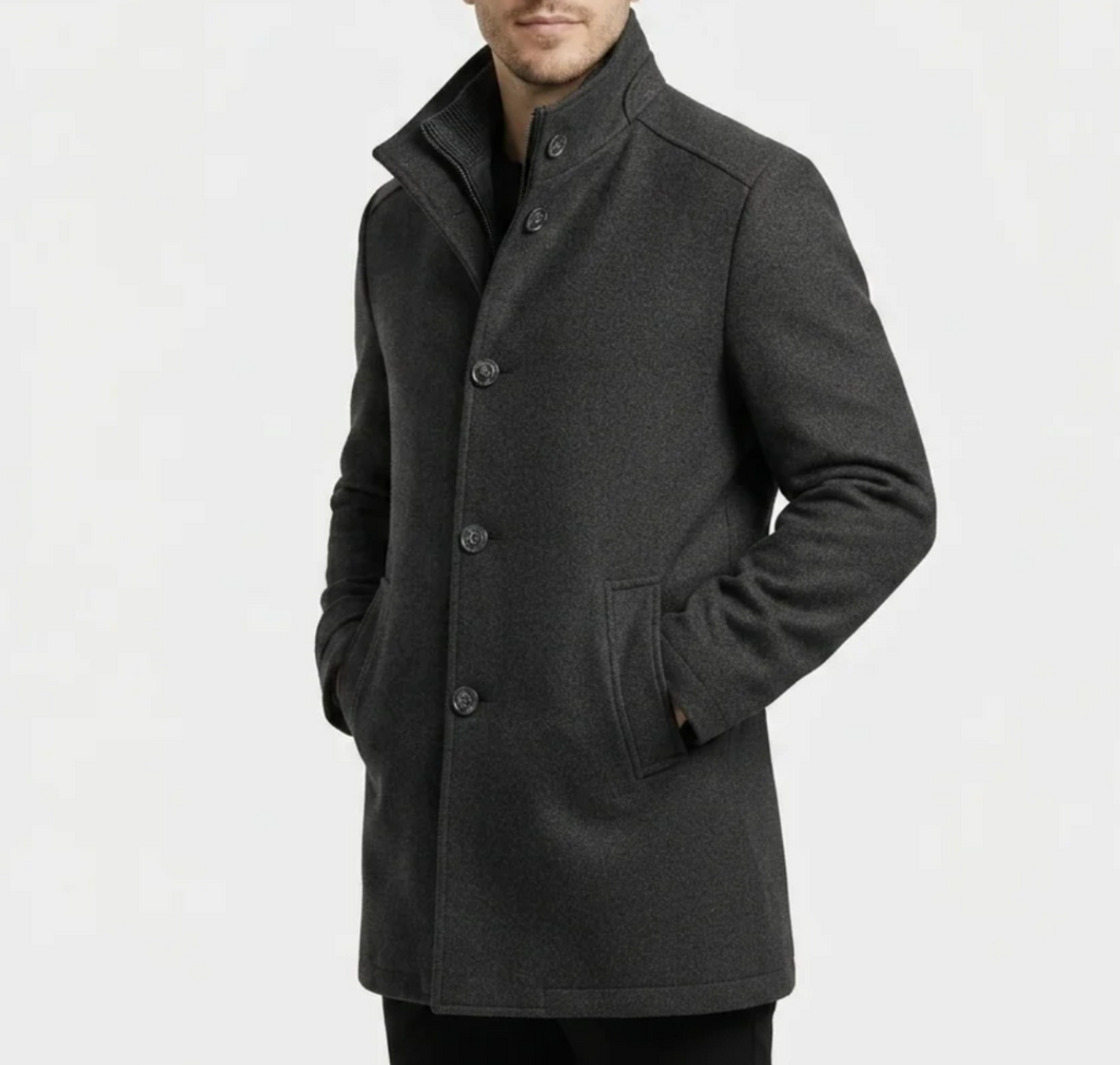 Matteo | Stand Collar Wool-Blend Coat