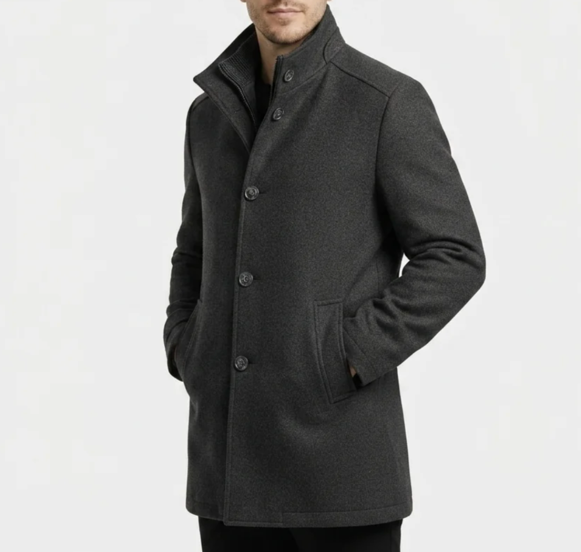 Matteo | Stand Collar Wool-Blend Coat