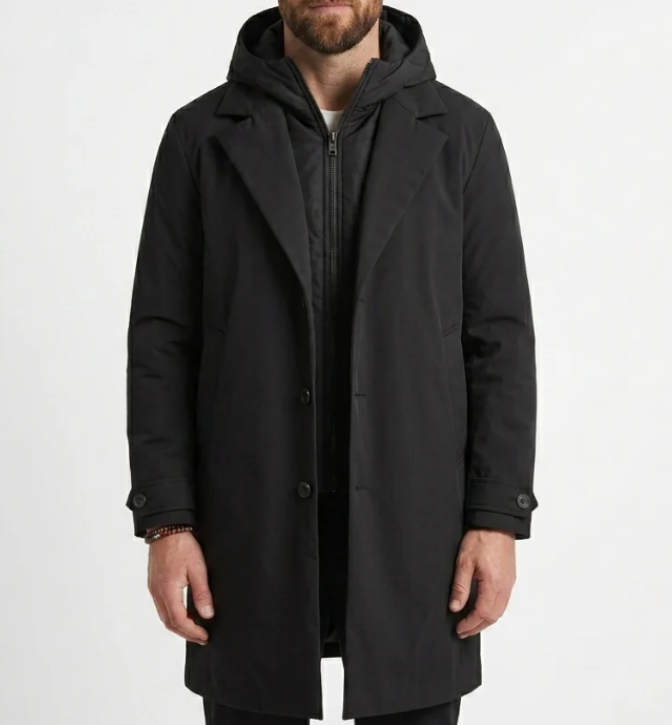 Alistair | Layered Hooded Longline Coat