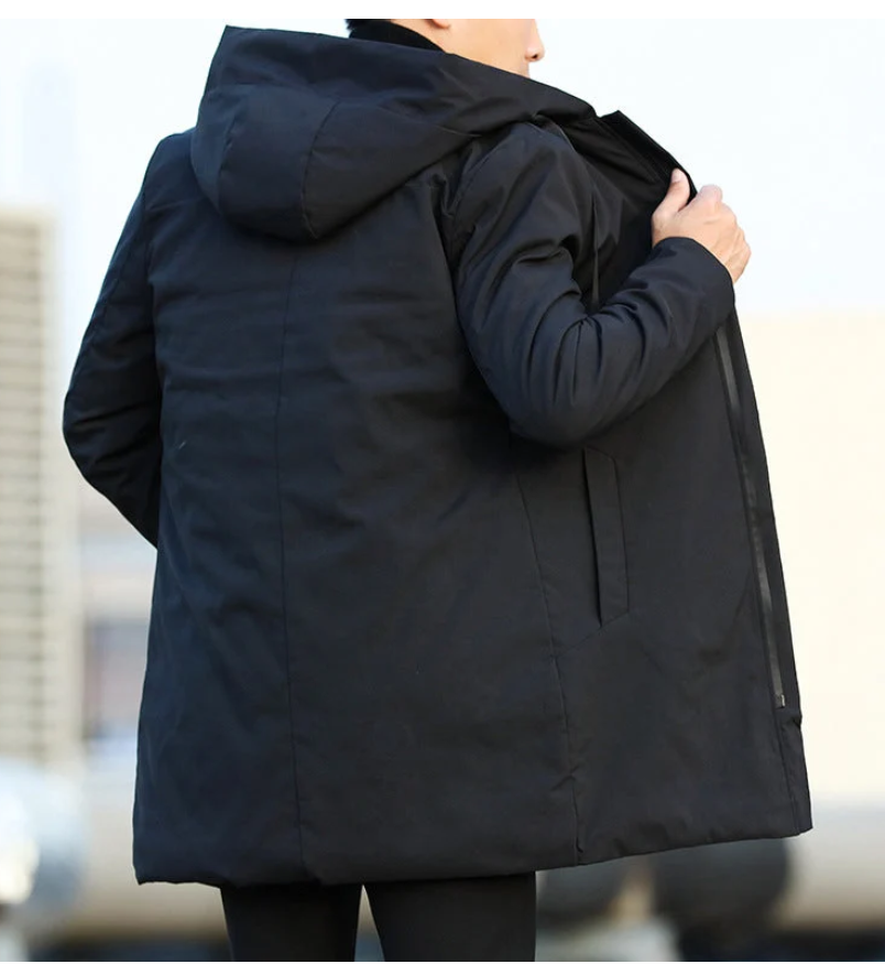 Rafael | Men's Warm Mid-Length Quilted Hooded Winter Coat – Insulated Zip-Up Jacket