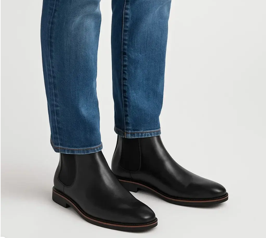 Enzo | Men's Retro Synthetic Leather Chelsea Boots – Comfortable Slip-On Smart Casual Ankle Boots