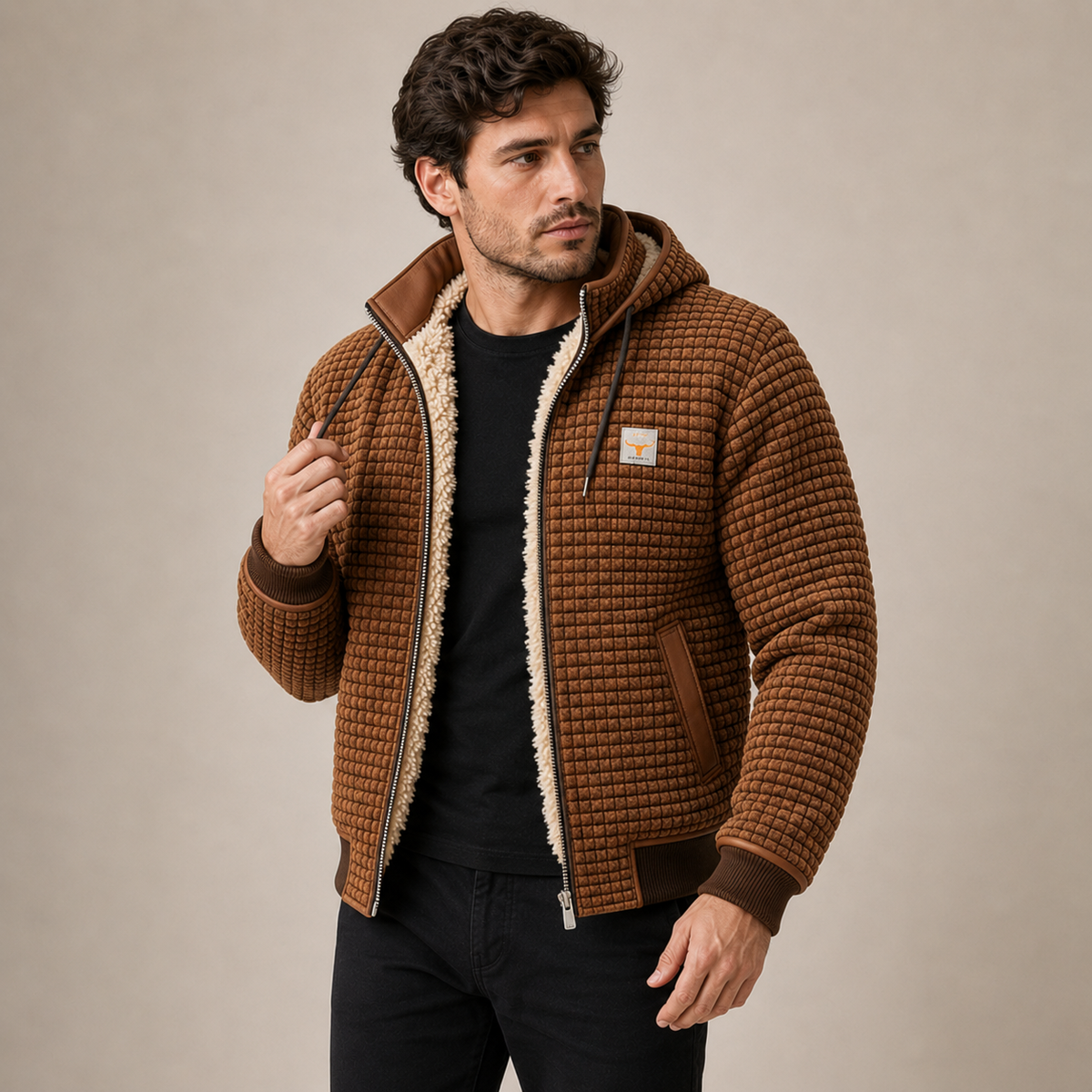Emmett - Brown Quilted Bomber Jacket