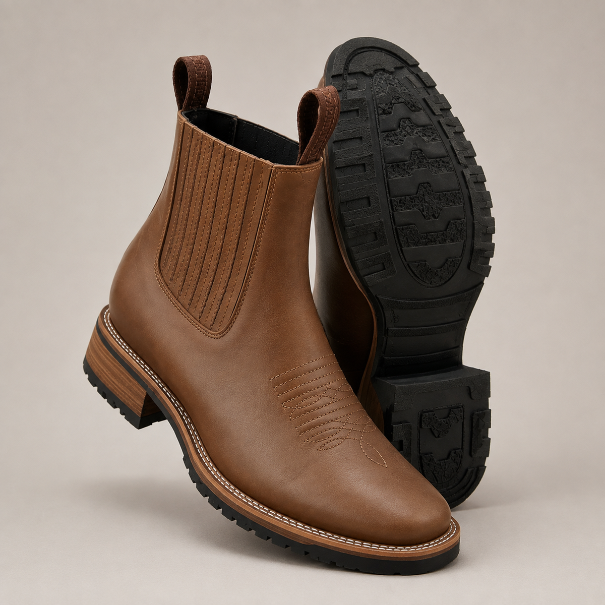 Theo - Western Brown Chelsea Boots for Men