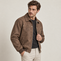 Armand - Sophisticated Leather Bomber Jacket Distressed Faux Finish