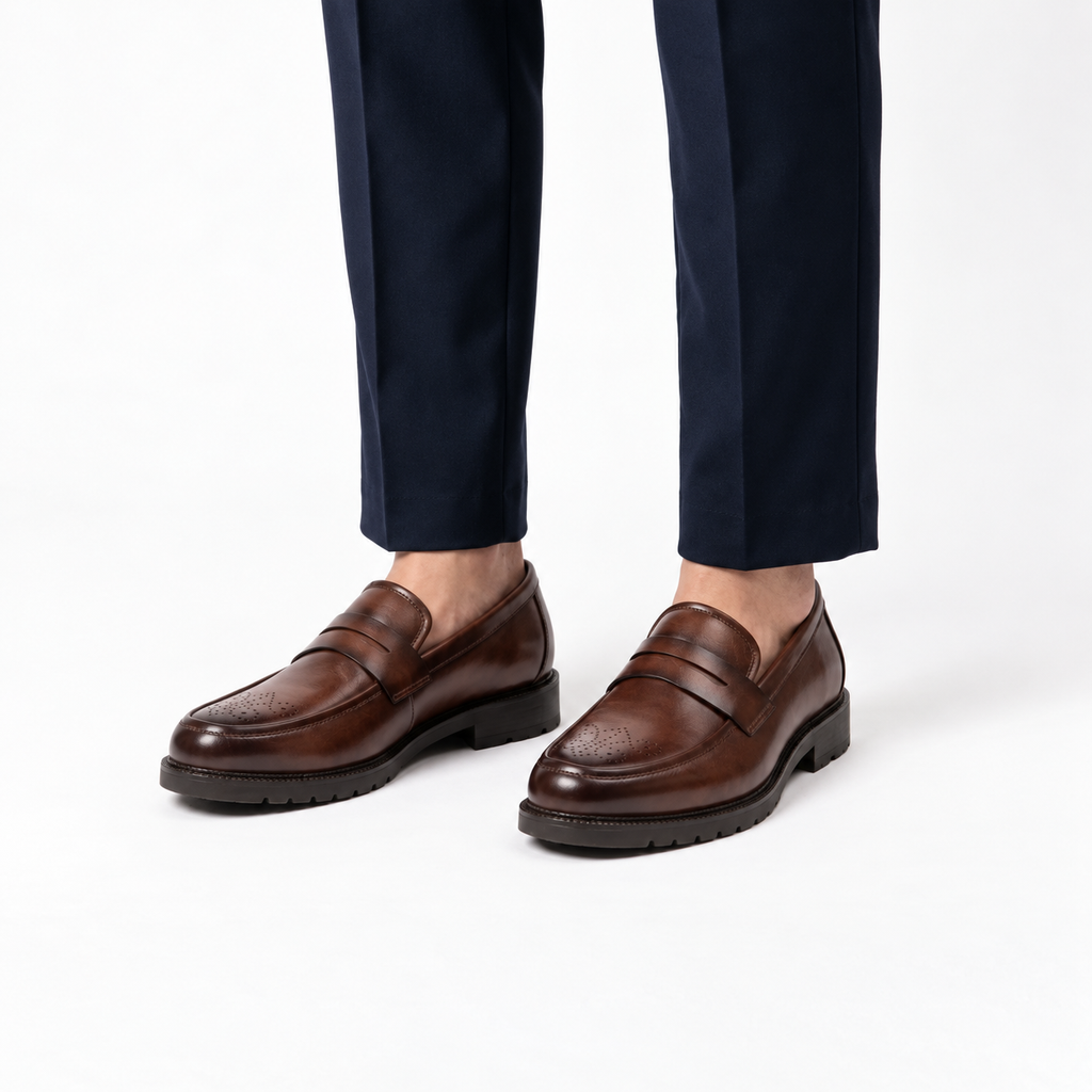 Osgood | Mens Penny Loafers Brogue Detail