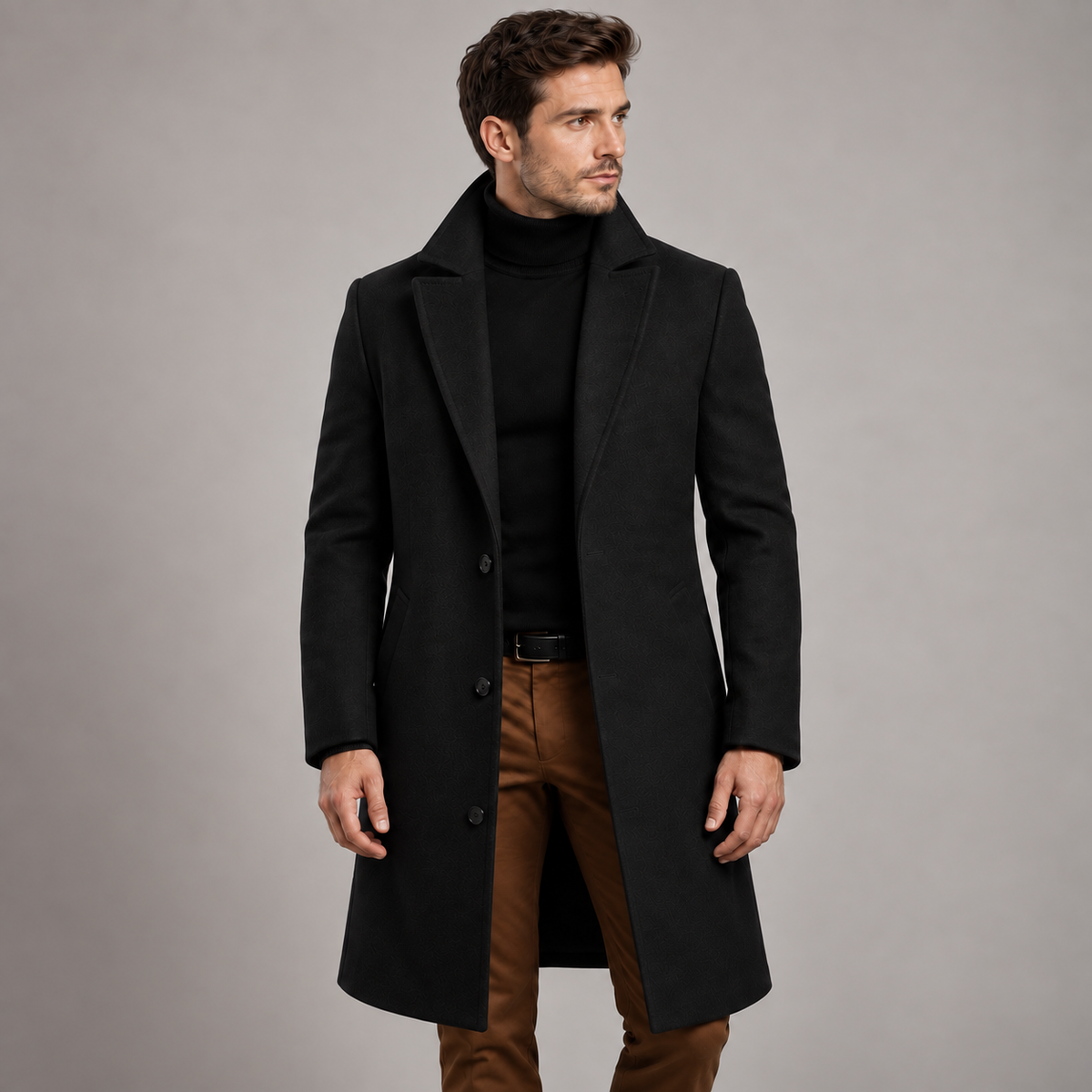 Alistair - Sophisticated Men's Slim-Fit Long Overcoat