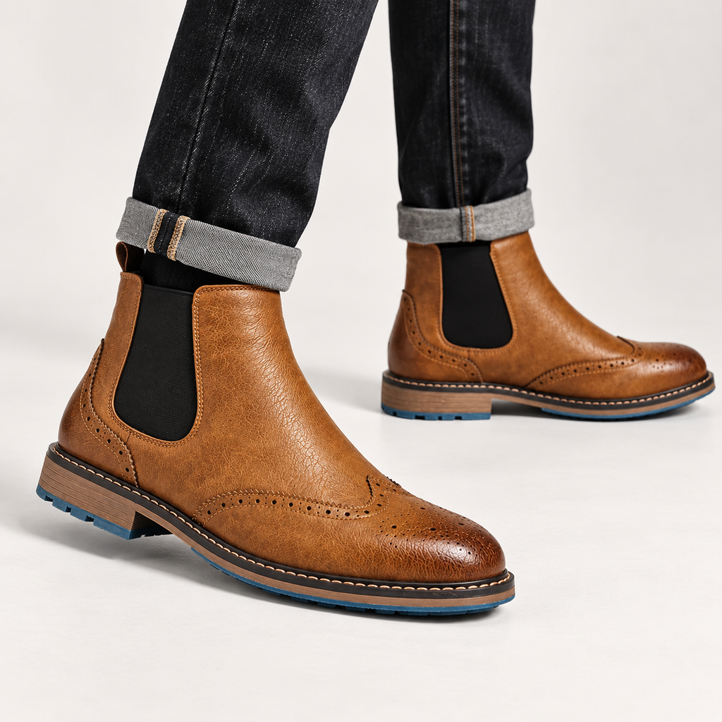 Barnaby | Chelsea Boots Men Brogue Detail