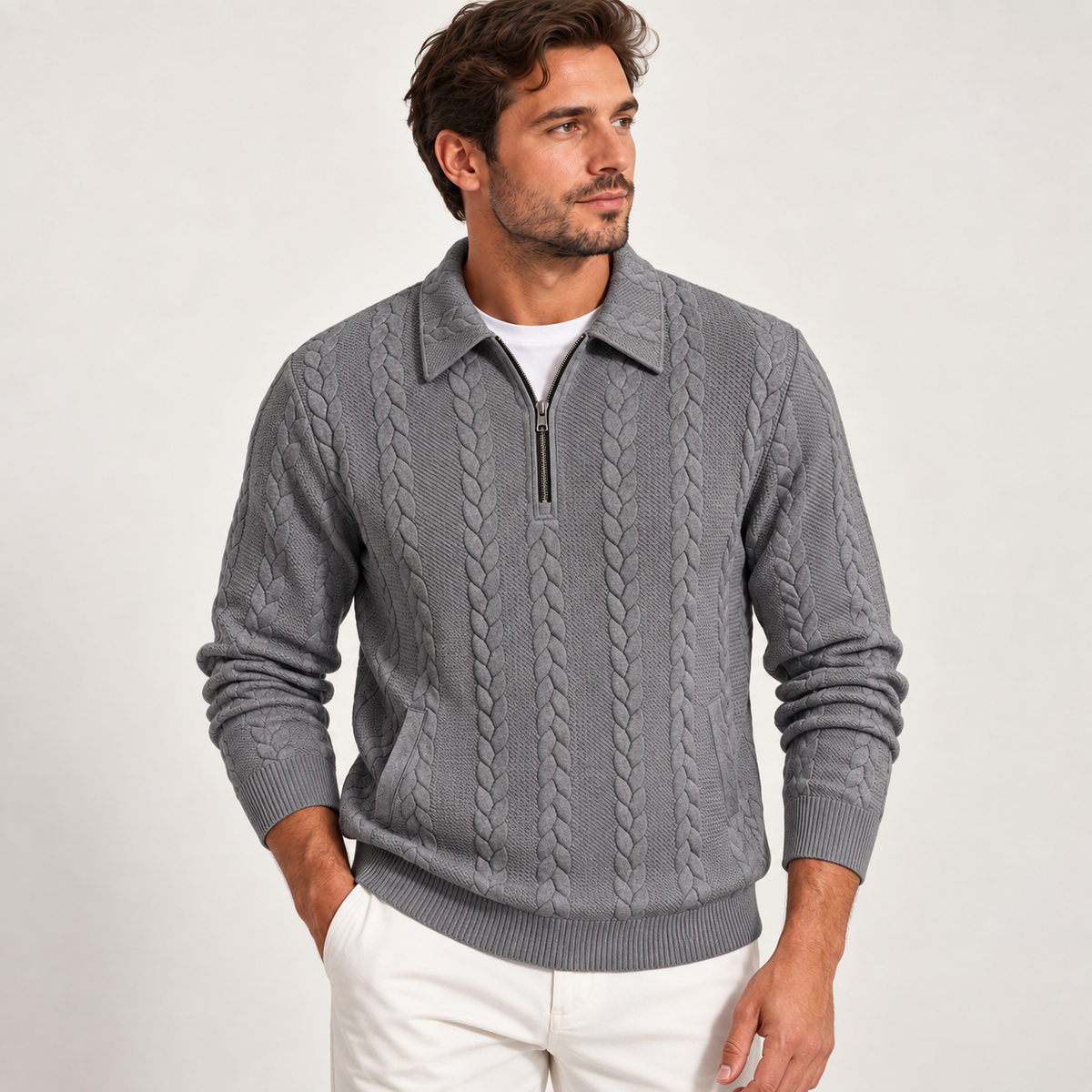 Roland - Textured Mens Quarter Zip Jumper