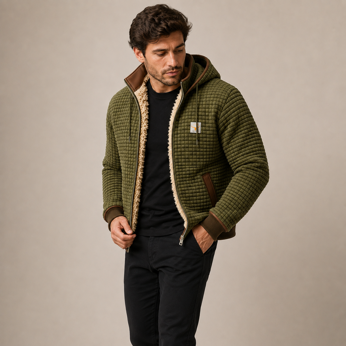 Emmett - Brown Quilted Bomber Jacket