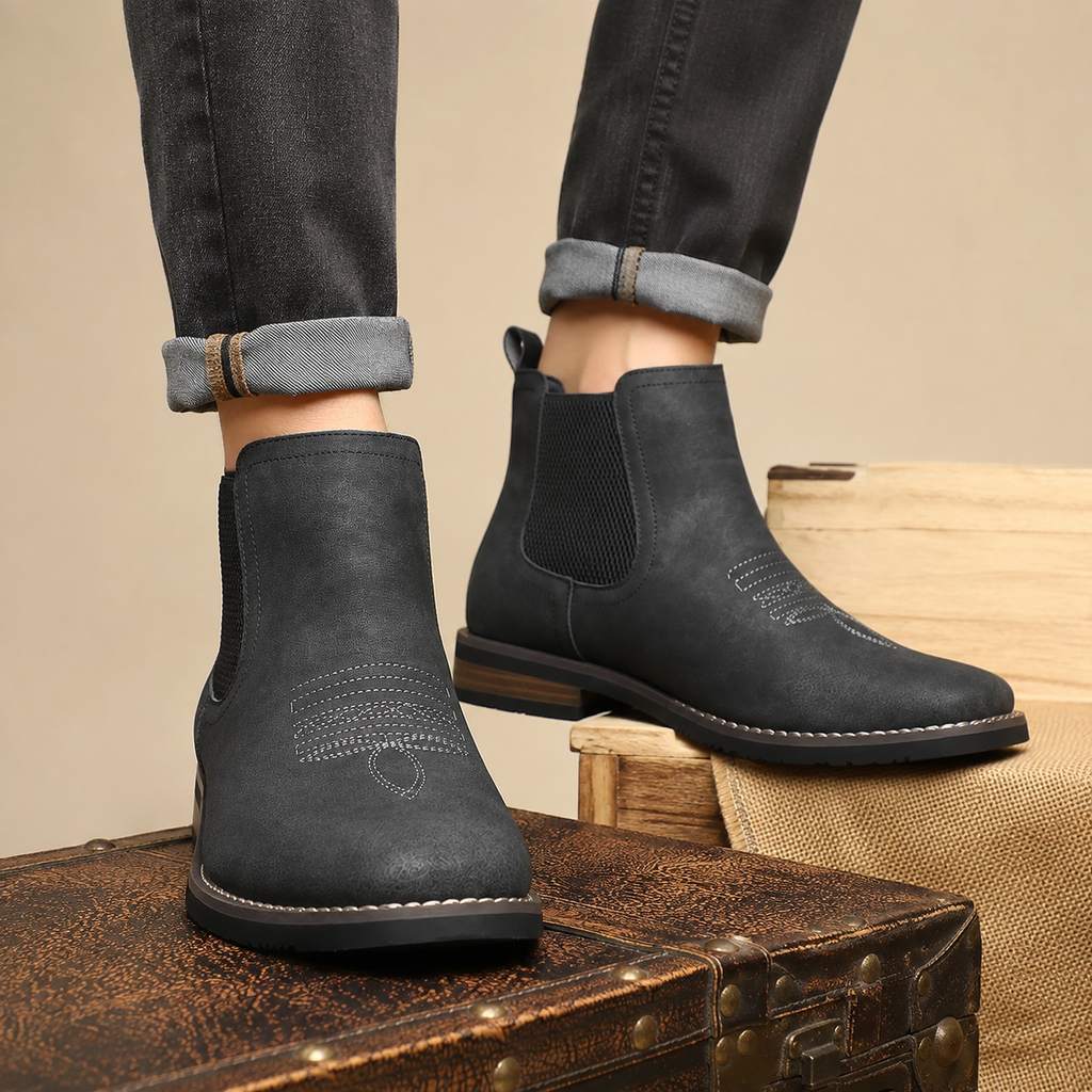 Leon - Chelsea Faux Leather Dealer Boots for Men
