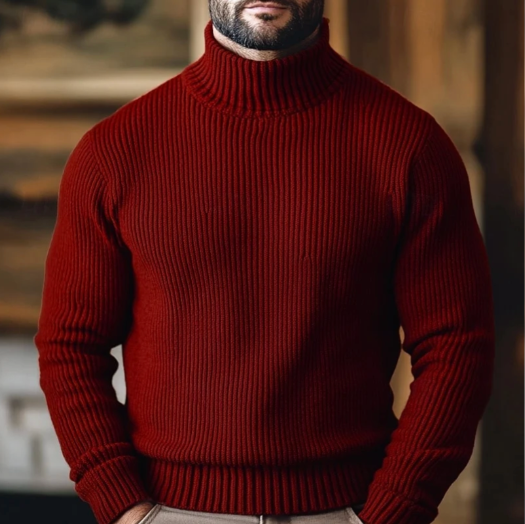 Silas | Roll Neck Jumper Men Ribbed Turtleneck