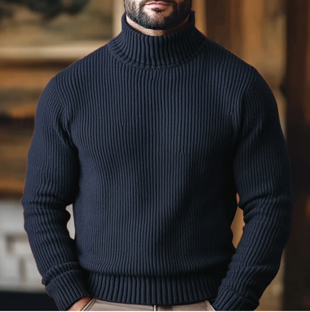 Silas | Roll Neck Jumper Men Ribbed Turtleneck