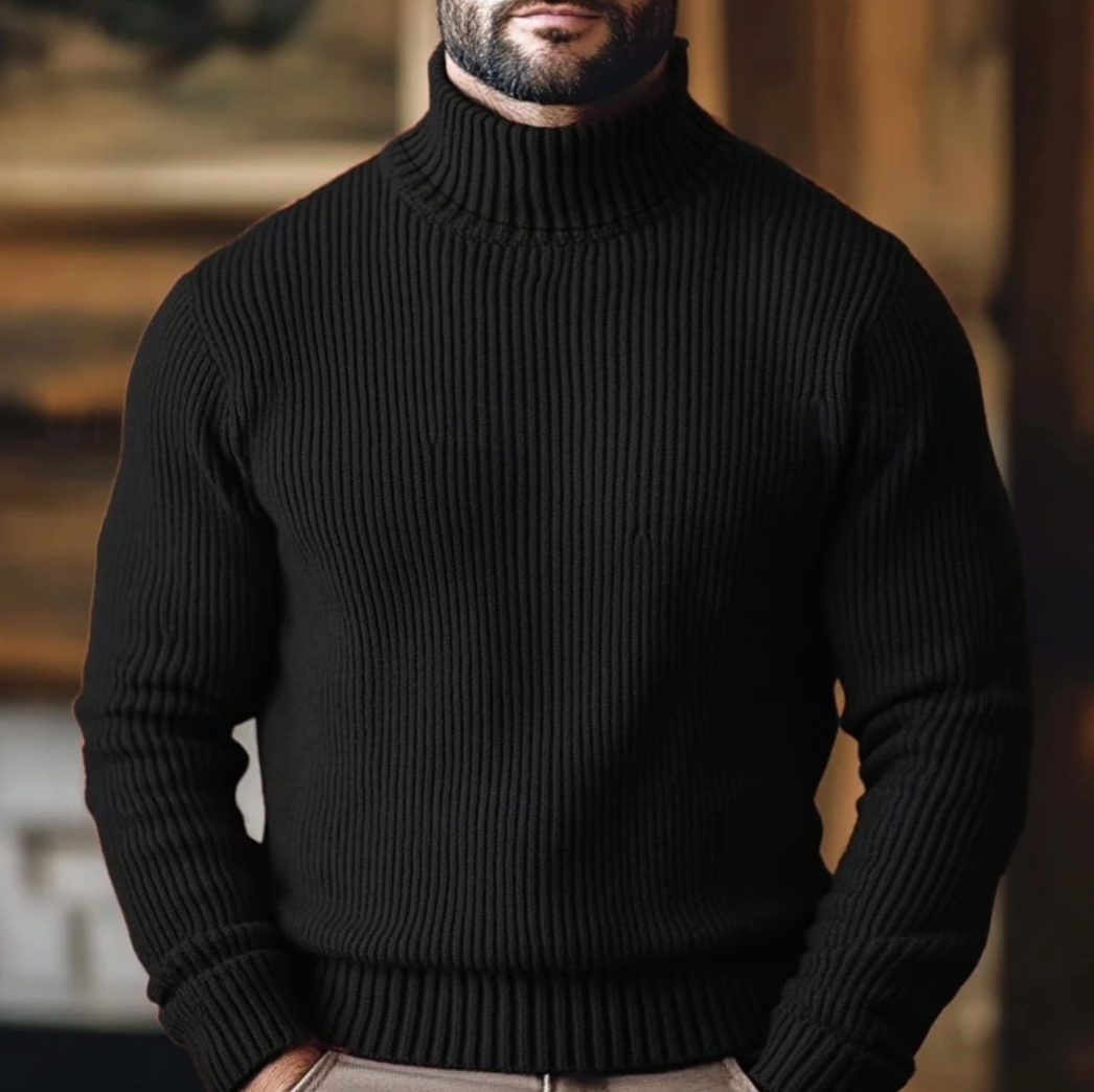 Silas | Roll Neck Jumper Men Ribbed Turtleneck