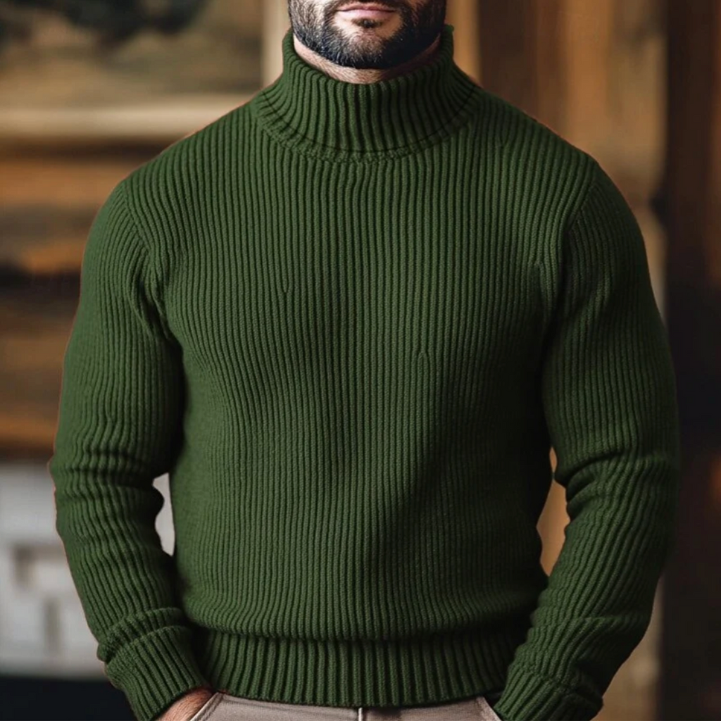 Silas | Roll Neck Jumper Men Ribbed Turtleneck