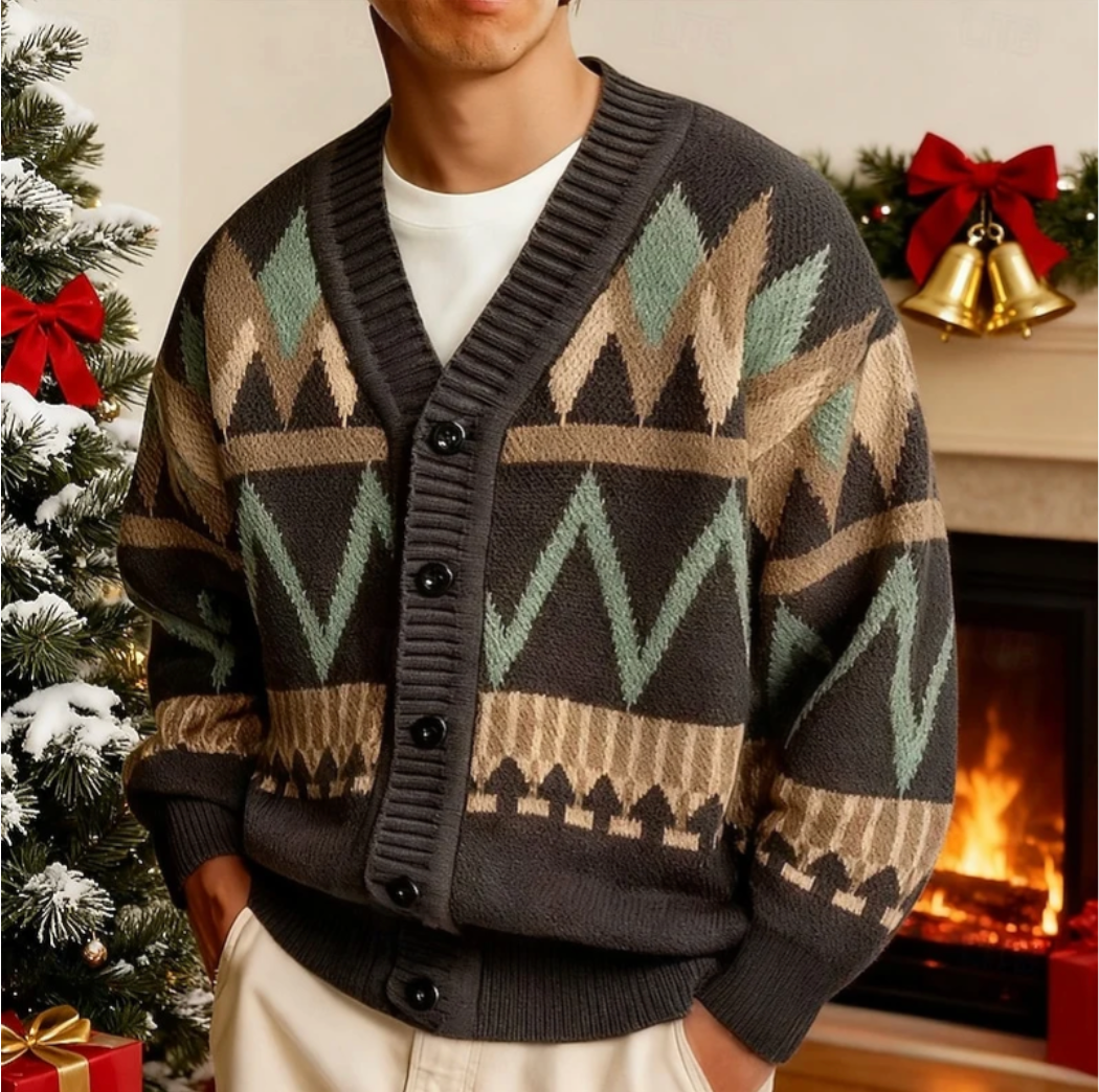 Wilfred | Mens Cardigan V-Neck Patterned Button