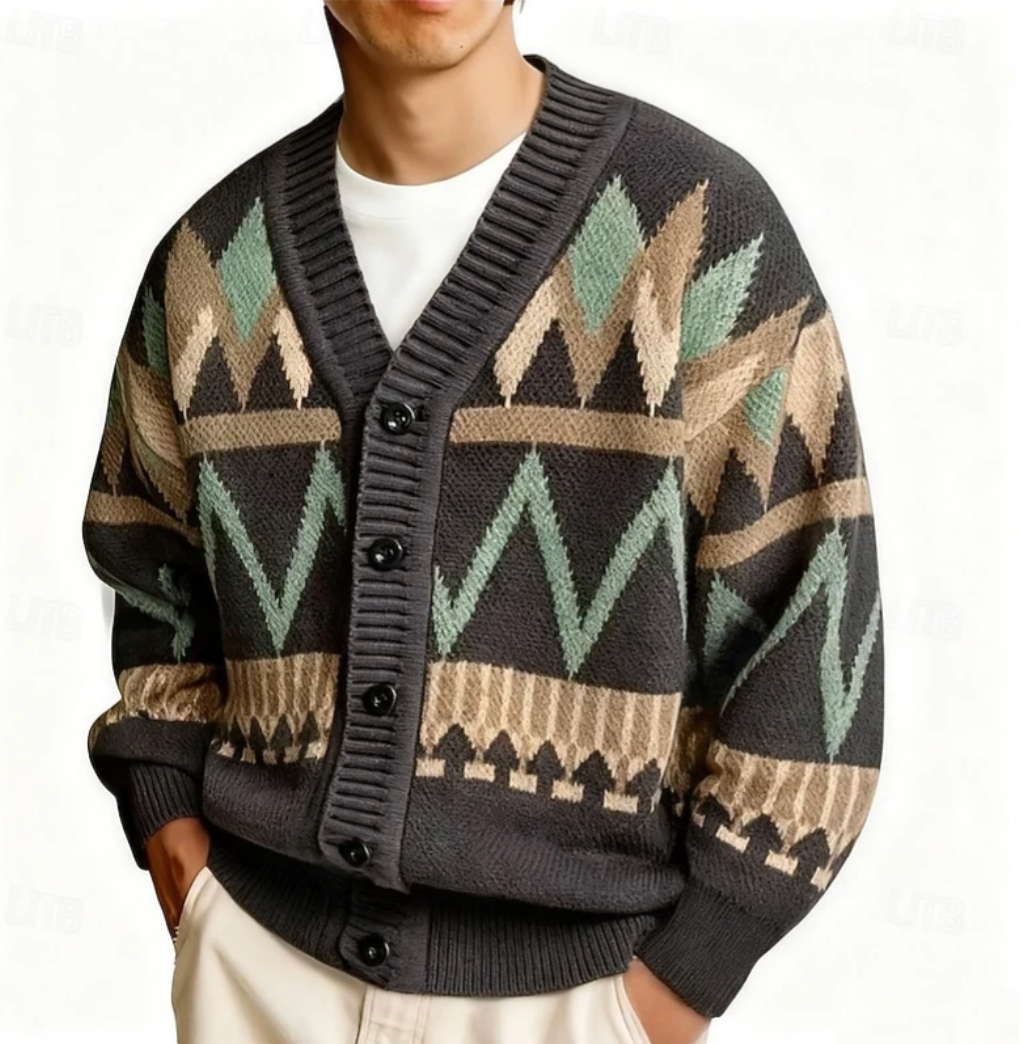 Wilfred | Mens Cardigan V-Neck Patterned Button